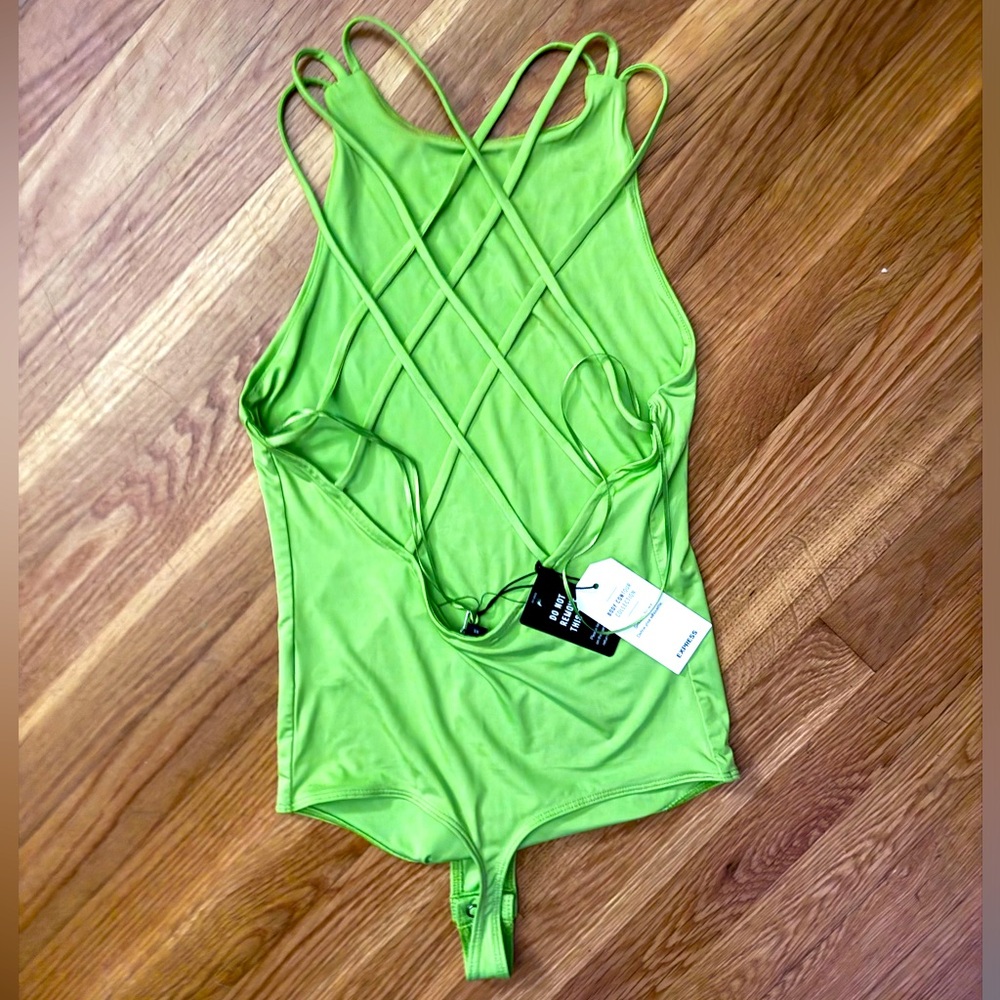 Express size XS body contour bodysuit with criss cross back